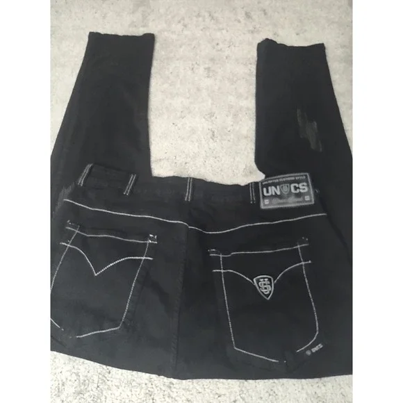 Uncs black jeans. Mens Large 32‎ inch Streetwear Y2K Grunge Distressed - Picture 9 of 15